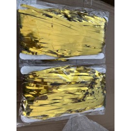 HDLJD Shiny Gold Metallic Foil Fringe Door Window Curtain Party Decoration 3.2X 9.8ft