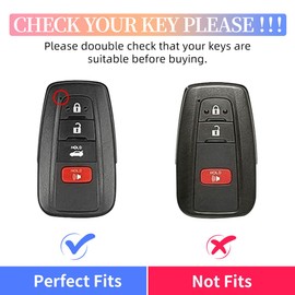 EnerCharge for Toyota Key Fob Cover,Premium PC Key Case Protector Compatible with Highlander Corolla Prius RAV4 Camry Avalon C-HR GT86 (Blue+Pink)