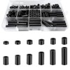 lakigoes Nylon Black Round Spacers, 320pcs Assortment Kit, M3 M4,