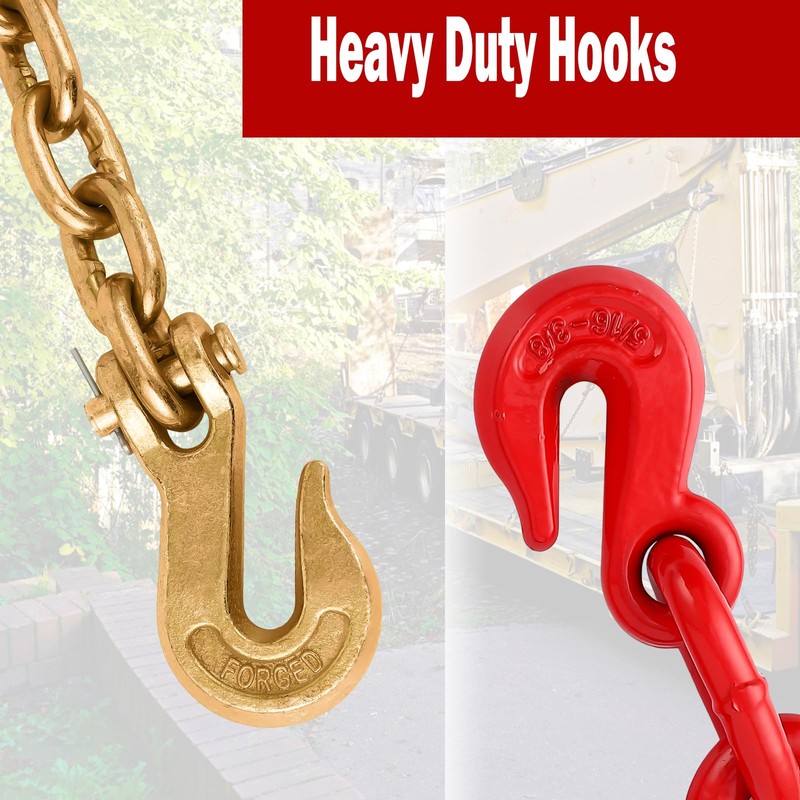 5/16"-3/8" Chain Binders Sets of 2, 5/16"×10ft Chains, Grade 70