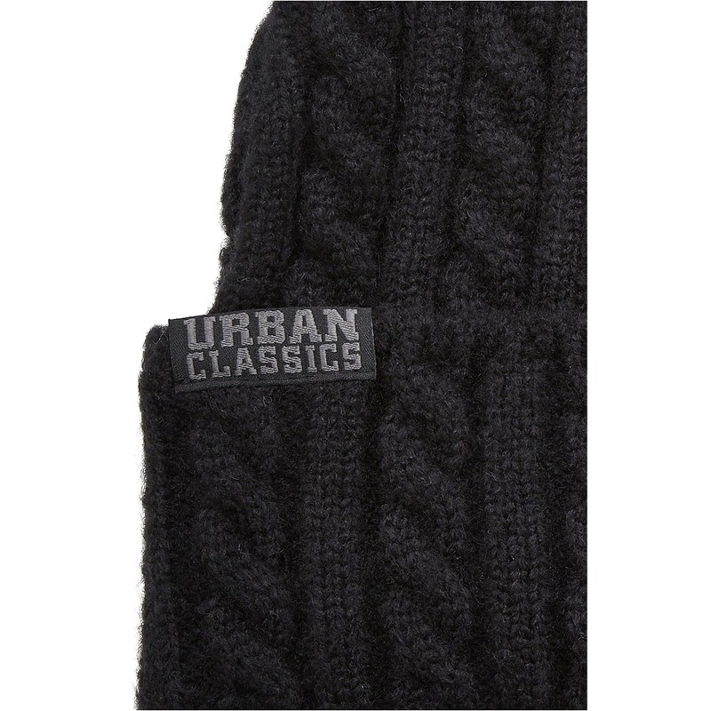 Urban Classics Cable Knit Beanie Hat, Black, One Size