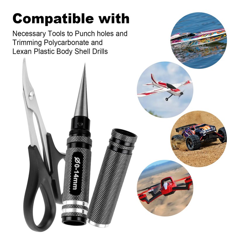 Hobbypark 0-14mm Hole Puncher Reamer w/Sleeve and Curved Scissors Set