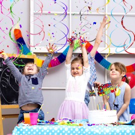 TaoTazon Hängende Spiralen Grlande 48 Stück, Luftschlangen Party Dekorationen, Luftschlangen Bunt für Geburtstag, Hochzeiten, Party Deko