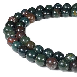 ABCGEMS Darkest Indian Heliotrope Beads AKA Gujarat Bloodstone from Kathiawar Peninsula in Saurashtra (Inclusions of Chlorite, Amphibole & Pyroxene) DIY Jewelry Making Smooth Round 8mm