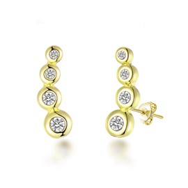 Philip Jones Gold Plated Four Stone Climber Earrings Created With Zircondia® Crystals