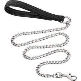 Chain Heavy Duty Metal Dog Leash, 6FTx3mm Chew Proof Pet Leash Chain with Soft Padded Handle for Large & Medium Size Dogs Walking, Training and Traveling (30-120 lbs)