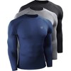 NELEUS Men's 3 Pack Compression Shirt Athletic Running Shirts,5029,Black/Grey/Navy,Blue,XL