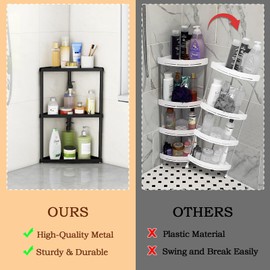 Bethom Corner Shower Caddy Standing, 3 Tier Shower Organizer Stand, Metal Corner Shower Shelf Rack for Inside Shower, Bathroom, Bathtub, Matte Black