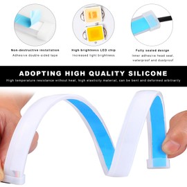 NYTKL - 2 tiras de luces LED para coche, 24 pulgadas, tiras de faros LED flexibles de doble color, tiras de señal de giro secuencial de conmutación, tira de luz diurna impermeable para coche SUV (rojo