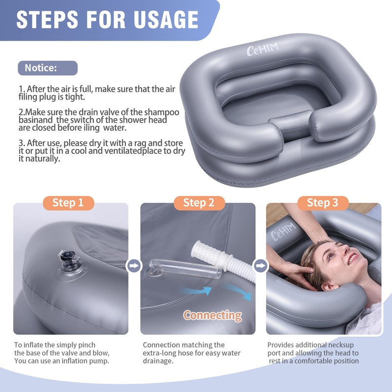 Cehim Inflatable Shampoo Basin - Portable Shampoo Bowl, Hair Washing