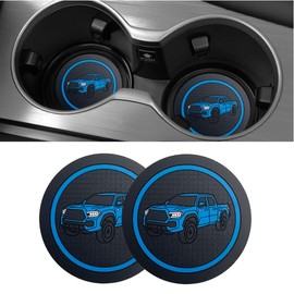 GUIILAN 2 Pack Car Cup Holder Coasters Car Interior Accessories Silicone Non- Slip Insert Coaster Compatible with Toyota Tacoma (Blue)