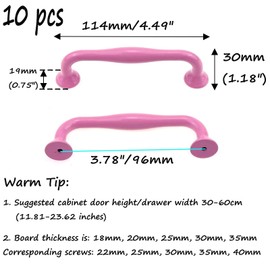 Semetall 10Pcs Furniture Drawer Knobs Kitchen Cabinet Handle with Mounting Screws,Pulls for Cupboard Room Door Cabinets and Organizer Box(Pink, Cylindrical)