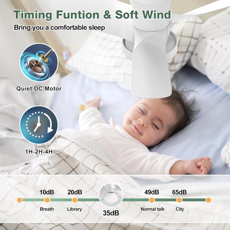 Acesal 30 Inch Ceiling Fan with Light APP & Remote