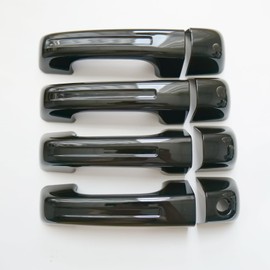 CYAuto Chrome Carbon Fiber Gloss Black Exterior Door Handle Cover Trims for Dodge RAM 1500 2019-2023 (No Keyless Holes, Gloss Black)