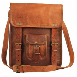 { Shreenath Enterprises } Leather 11" Mens Leather Satchel Vintage Leather Messenger Bag Shoulder Bag for I Pad