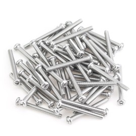 55 Pieces M4 x 35mm Machine Screws, Thread Pitch 0.7mm, Sutemribor M4 Phillips Pan Head Machine Screws, 304 Stainless Steel, Fully Threaded, Silver