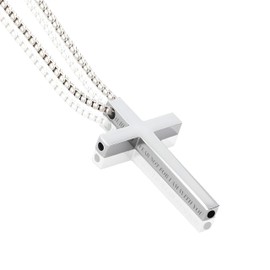 Cross Breathing Necklace for Anxiety Stress Relief, Quit Smoking Tools Breathlace Necklace, Positive Thinking Breathing Necklace, Fum Vaporless Inhaler Meditation Tools Necklace,Silver