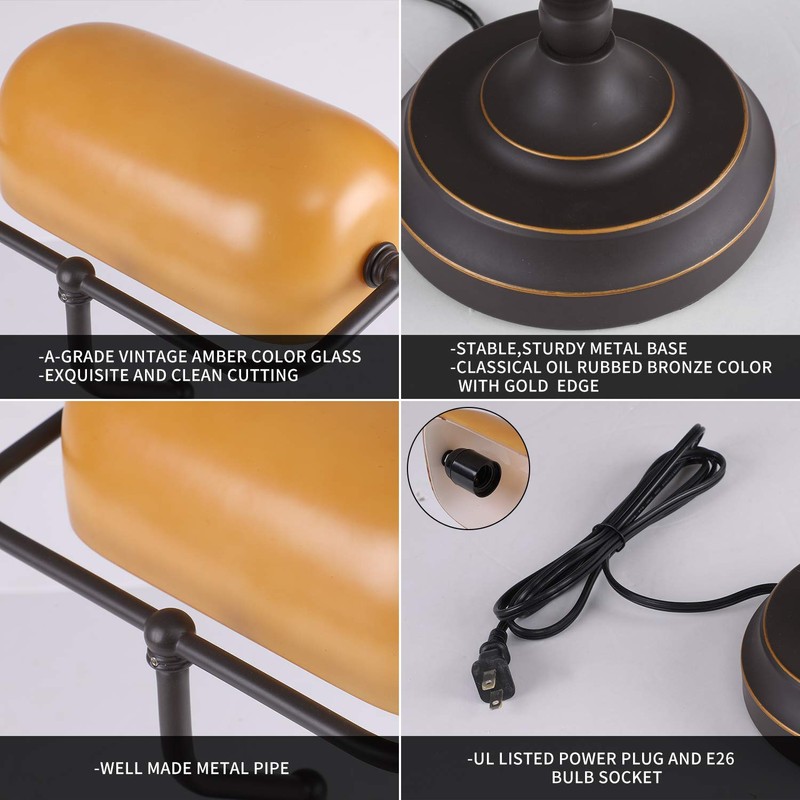 Liylan Banker Desk Lamp Touch Control, Vintage Banker's Desk Lamp
