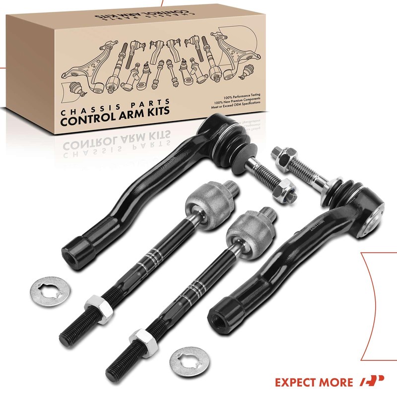 A-Premium Set of 4, Front Inner & Outer Tie Rod