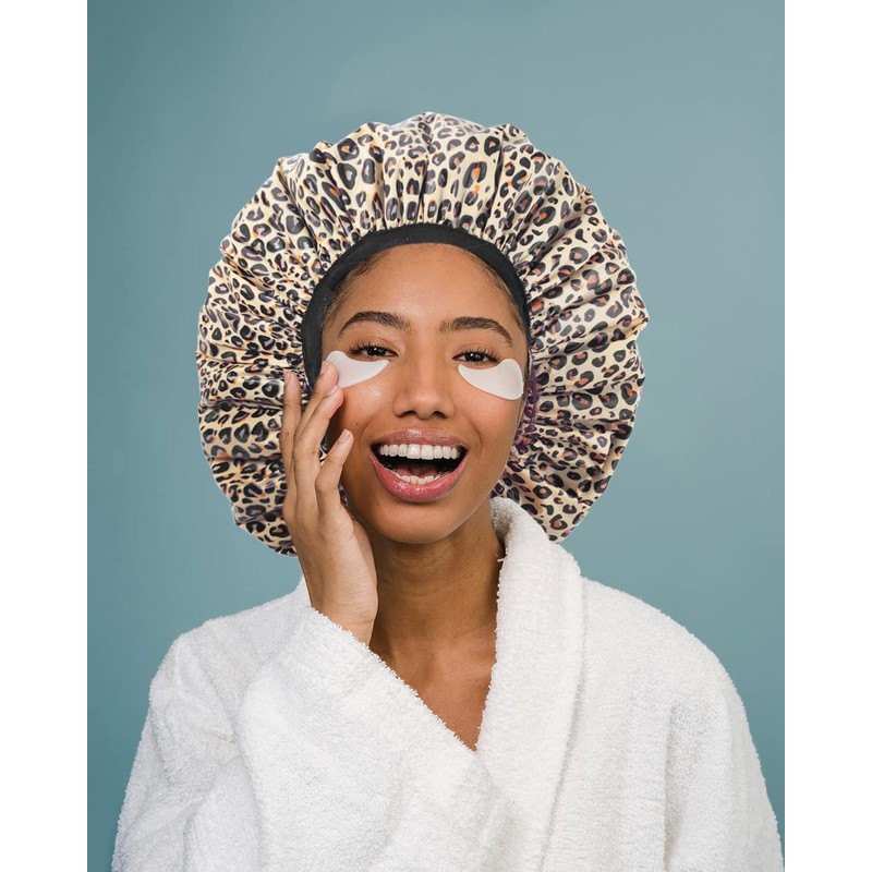 Auban Shower Cap, Shower Cap for Women Terry Cloth Lined