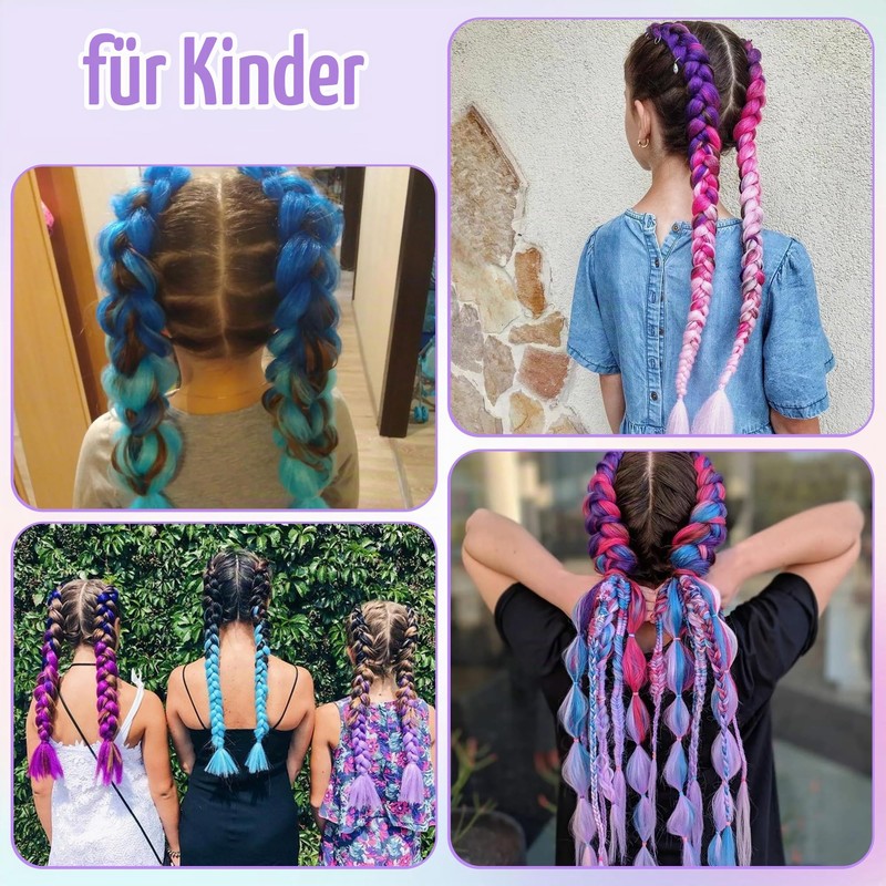 Pack of 2 Colourful Braiding Hair Strands for Kids Girls