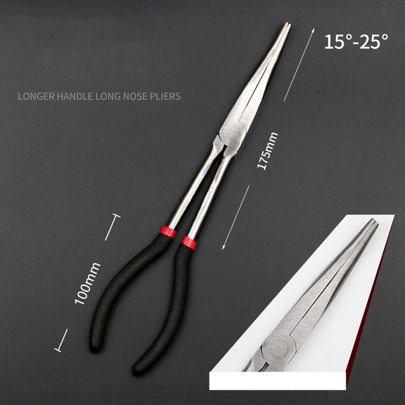 11-Inch Long Nose Pliers – Bent Handle Tool with 5