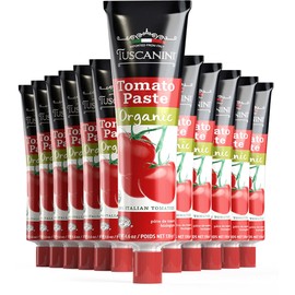 Tuscanini Organic Tomato Paste Tube 4.6oz (12 Pack) | Double Concentrated 100% Italian Tomatoes, All Natural, NON-GMO, Kosher