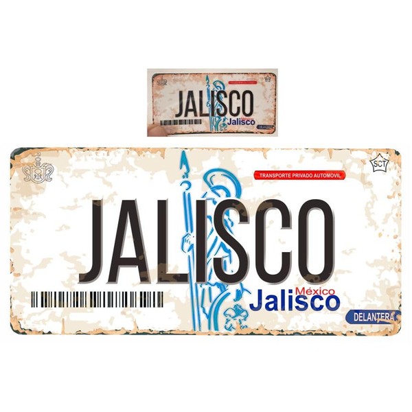 Generic Set Jalisco Mexico Aluminum License Plate Sign Placa 6""