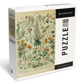 Lantern Press 1000 Piece Jigsaw Puzzle, Assorted Flowers, B, Vintage Bookplate, Adolphe Millot Artwork