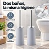 ALIMOTA Juego Cepillo Inodoro Acero, Cerdas 360° Mango Largo Soporte