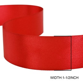 GTYBOVA 40mm x 45 Metres Double Sides Red Satin Ribbon 100% Polyester Multiple Colors Available Ideal for Gift Wrapping Crafts Wedding Decor