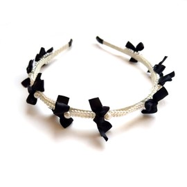 Pearl Bow Headband 1920s French Vintage BowKnot Hair Hoop Twisted Butterfly Knot Hair Band Headpiece Accessories for Women Girls (Black)