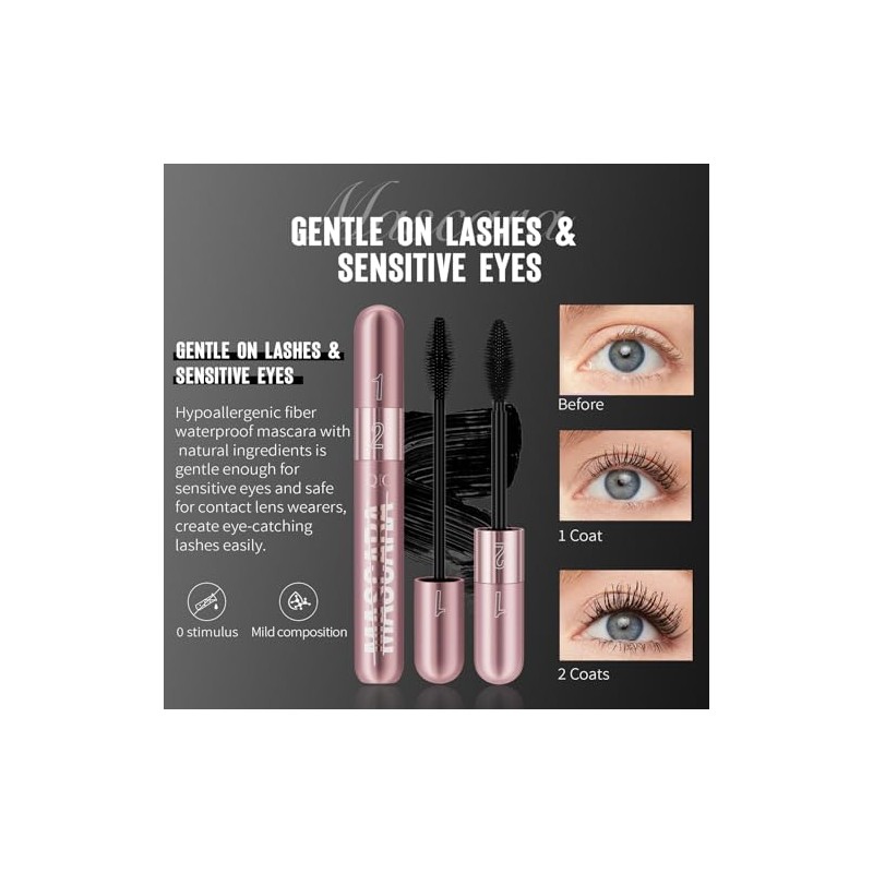 W3W 3 Pack 2in1 Mascara Set, 4D Silk Fiber Lash