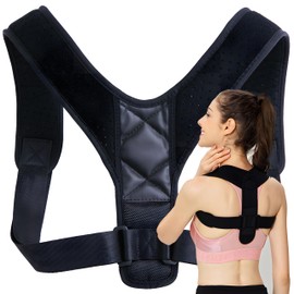 Retoo Haltungskorrektur Geradehalter Rücken Rückenstabilisator mit Verstellbarem Gurt Rückenstütze für Damen und Herren Posture Haltung Korrektur Klettverschluss Universalgröße Schwarz