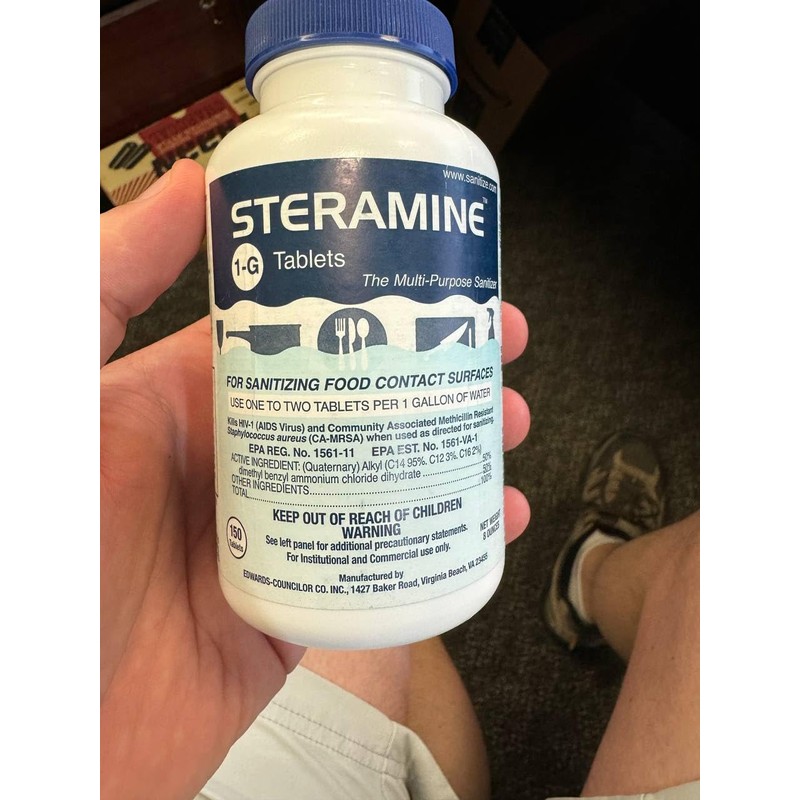 6 Bottles Steramine Sanitizer Tablets w/15 QT-10 Test Strip -