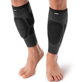 CAMBIVO Calf Compression Sleeves with EVA Pads for Shin Splints, Shin Guards for Men & Women, Leg Brace Support for Running (Pure Black, X-Large)
