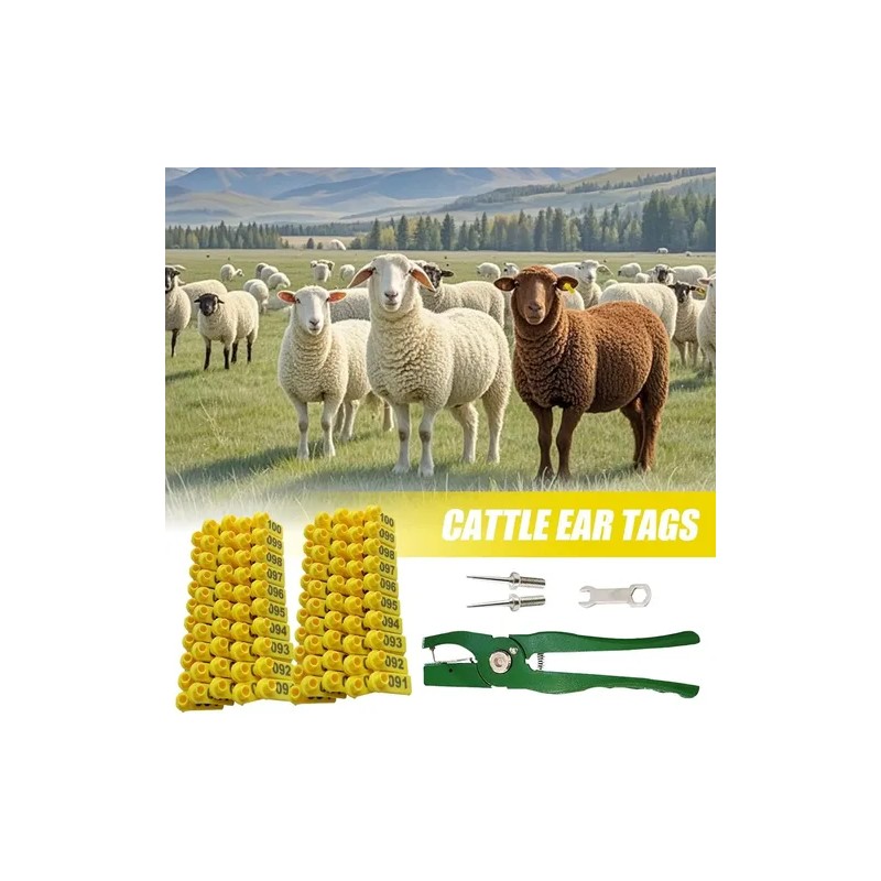 100 Aretes Para Cerdo Cabra Ganado Numeros Láser Con Pinza