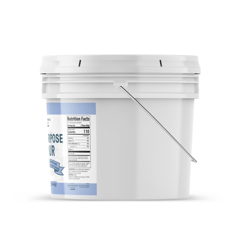 Unpretentious All Purpose Flour, 2 Gallon Bucket, Versatile Kitchen Staple,