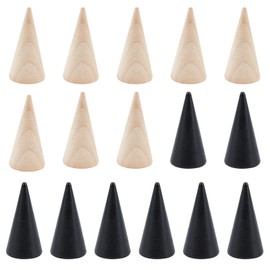 NBEADS 16 Pcs Wooden Ring Displays, 2 Colors Cone Shaped Finger Ring Stand Jewelry Display for Rings Jewelry Exhibition