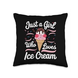 Ice Cream Just A Girl Who Loves Ice Cream Candy Throw Pillow