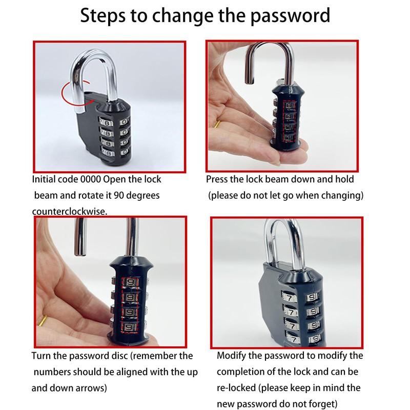 Combination Locker Padlock,Combination Lock, 10 Digits Push Button Padlock Black