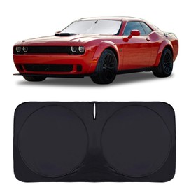 Windshield Sun Shade for 2015-2024 2025 Dodge Challenger Accessories Front Window Sunshade with 210T Sun Visor Protector Blocks UV Rays Heat Sun Shield Keep Car Cooler