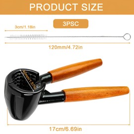 Multifunctional Nutcracker and 3 Cleaning Brushes, Nutcracker Walnuts with Non-Slip Wooden Handle, Walnut Cracker, Hazelnuts, Hazelnut Cracker, for Walnuts, Hazelnuts, Almonds