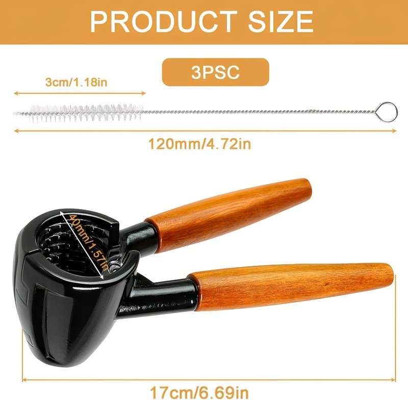 Multifunctional Nutcracker and 3 Cleaning Brushes, Nutcracker Walnuts with Non-Slip