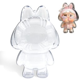 Protective Case for Crybaby Tears Factory Series,Transparent Acrylic Display Box with Silicone Strap White for Storage Hanging Doll-Clear（Doll Not Include）