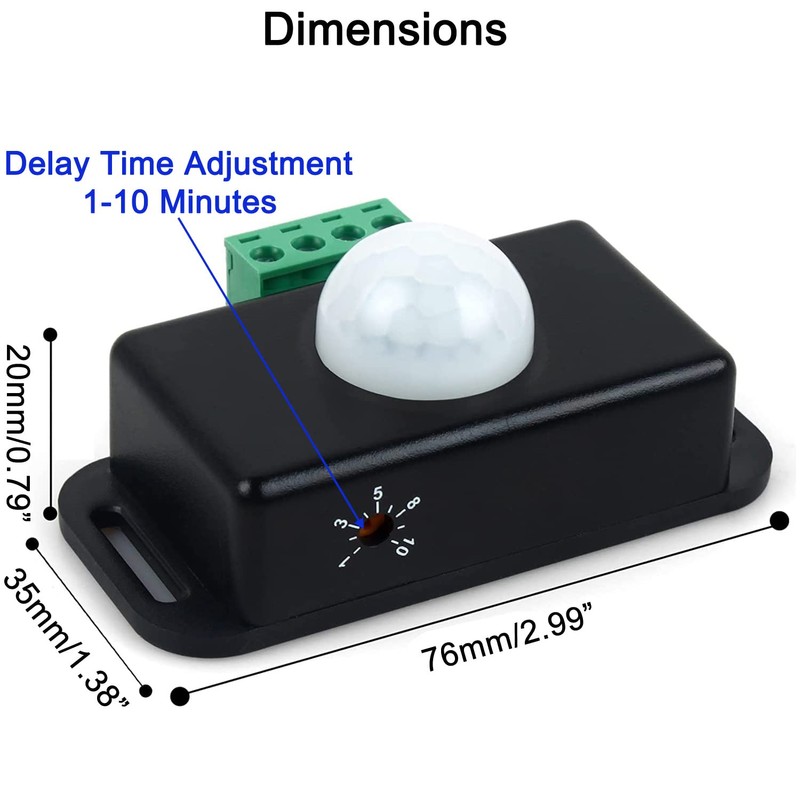 Greluma Motion Sensor Switch, 12V/24V PIR Sensor LED Switch Controller