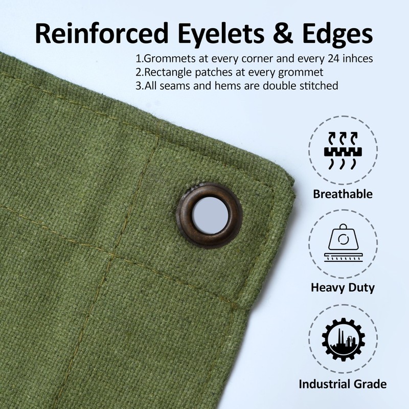 ZUPERIA Canvas Tarp 1 Pack, 8' x 10' ft, 12oz.