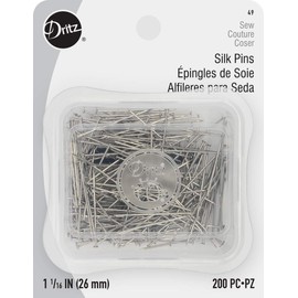 Dritz 49 Silk Pins, Nickel-Plated Brass, 1-1/16-Inch (200-Count)
