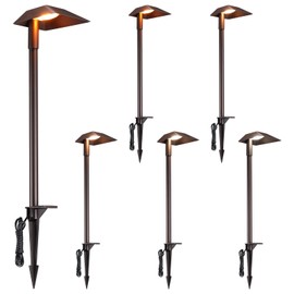 LEONLITE 5CCT Anti-Glare Low Voltage Pathway Lights, 5W Wired 12-24V LED Landscape Path Lights Aluminum IP65 Outdoor Landscape Lighting for Walkway Yard, 1800K/2700K/3000K/4000K/5000K, ETL, Pack of 6