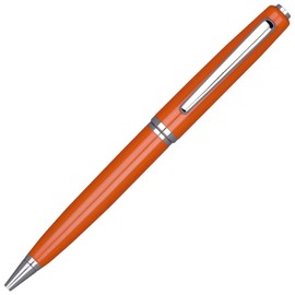 Lanier Orange Clara Ballpoint Pen - Orange Glossy Clear Body with Shiny Chrome Parts & Chrome Ring with Medium Tip 0.7mm Cross Style Refill